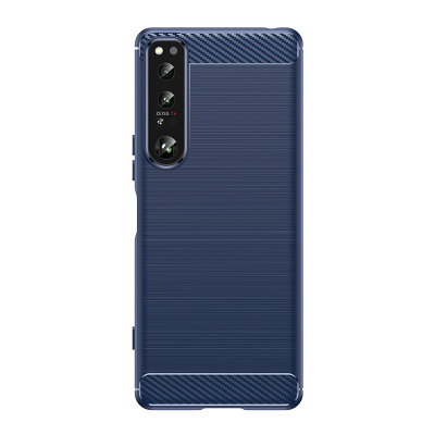 Чохол Lenuo Carbon Fiber для Sony Xperia 1 IV Navy Blue