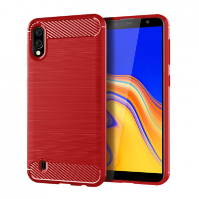 Чохол Lenuo Carbon Fiber для Samsung Galaxy M10 Red