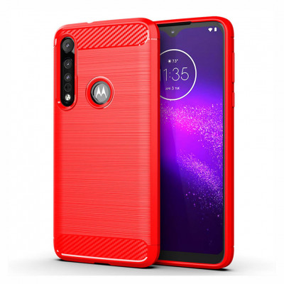 Чехол Lenuo Carbon Fiber для Motorola One Macro Red