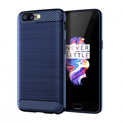 Чохол Lenuo Carbon Fiber для OnePlus 5 Navy Blue