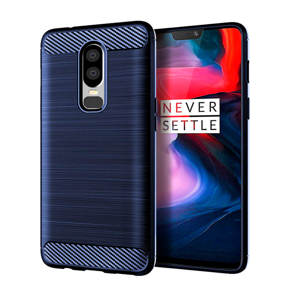 Чехол Lenuo Carbon Fiber для OnePlus 6 Navy Blue