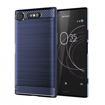 Чехол Lenuo Carbon Fiber для Sony Xperia XZ1 (G8342) Navy Blue