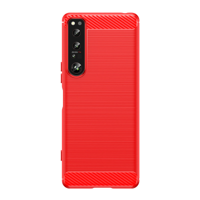 Чехол Lenuo Carbon Fiber для Sony Xperia 1 IV Red