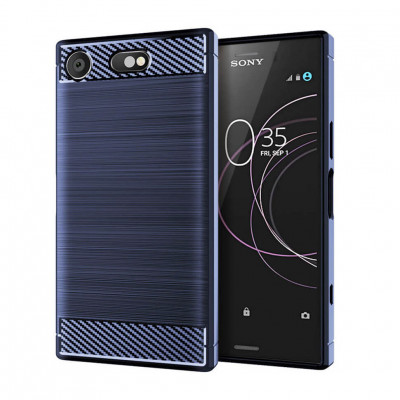 Чохол Lenuo Carbon Fiber для Sony Xperia XZ1 Compact (G8441) Navy Blue