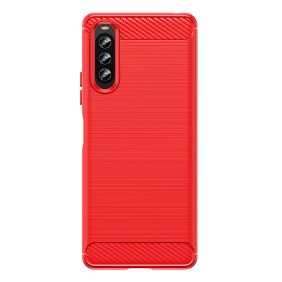 Чохол Lenuo Carbon Fiber для Sony Xperia 10 IV Red
