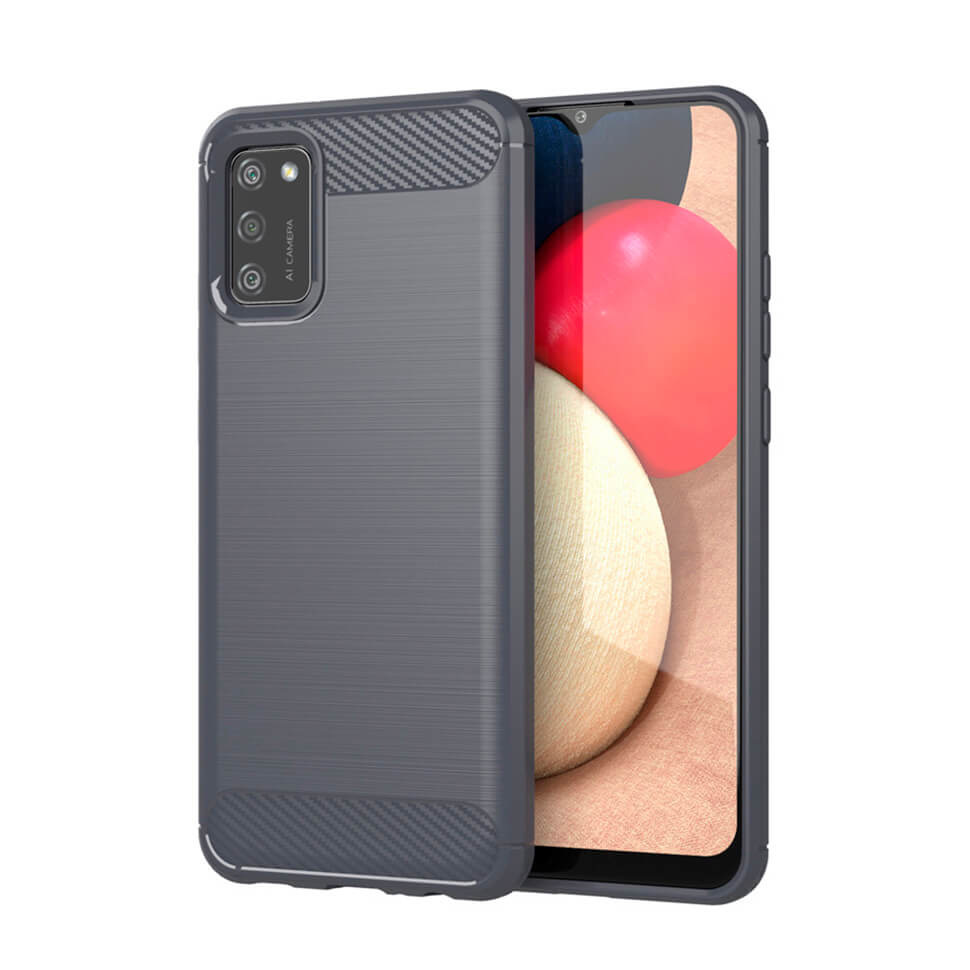 Чохол Lenuo Carbon Fiber для Samsung Galaxy A02s A025F Gray