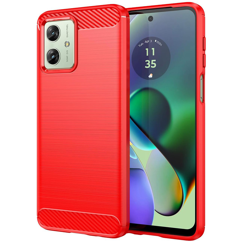 Чохол Lenuo Carbon Fiber для Motorola Moto G54 / G54 Power Red