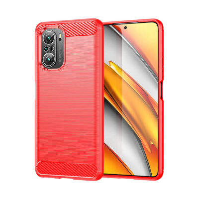 Чехол Lenuo Carbon Fiber для Xiaomi Mi 11i Red