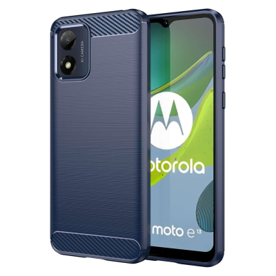Чохол Lenuo Carbon Fiber для Motorola Moto E13 Navy Blue