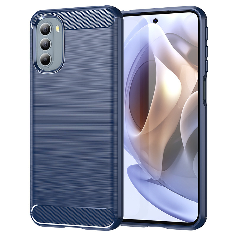 Чохол Lenuo Carbon Fiber для Motorola Moto G31 / G41 Navy Blue