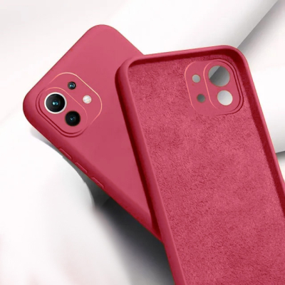 Чехол Liquid Silicone Cover для Xiaomi Mi 11 Camellia Red