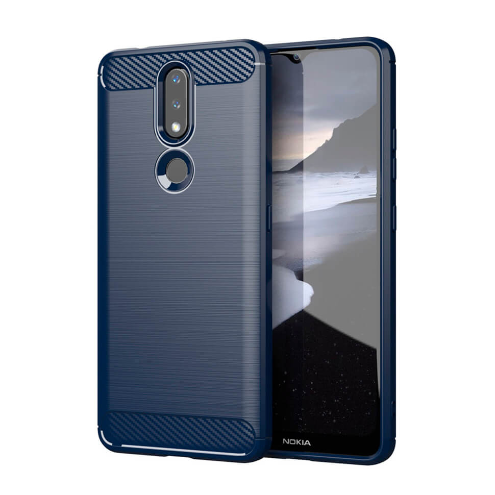 Накладка Lenuo Carbon Fiber для Nokia 2.4 Navy Blue