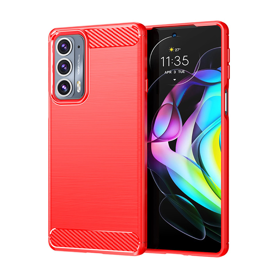 Чохол Lenuo Carbon Fiber для Motorola Edge 20 Red