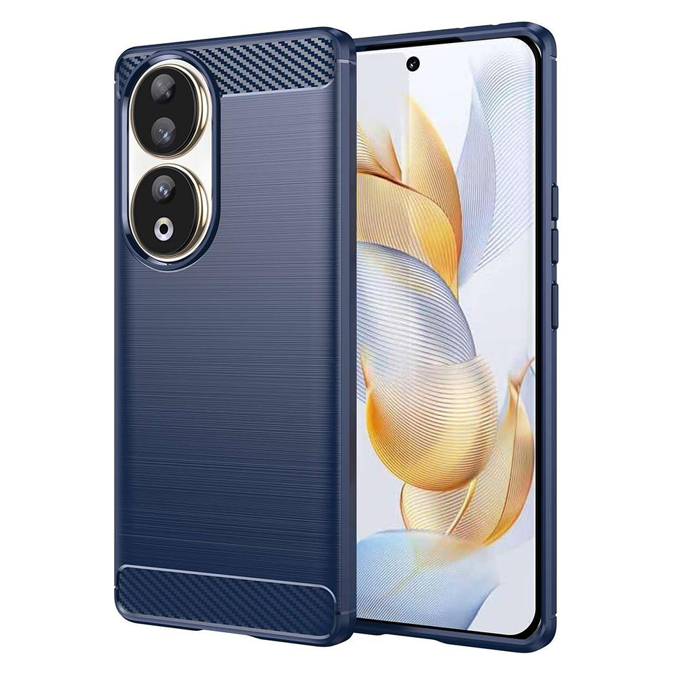 Чохол Lenuo Carbon Fiber для Honor 90 Navy Blue