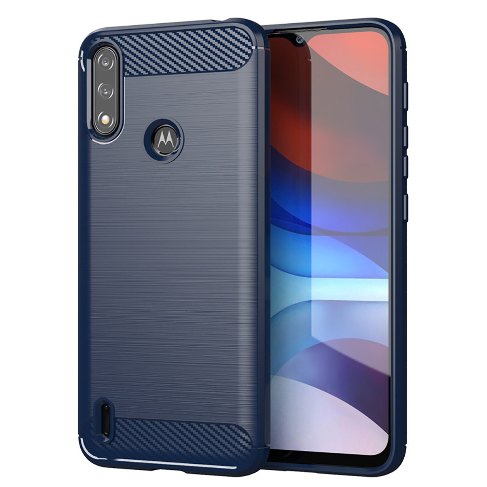 Чохол Lenuo Carbon Fiber для Motorola E7 Power / E7i Power Navy Blue