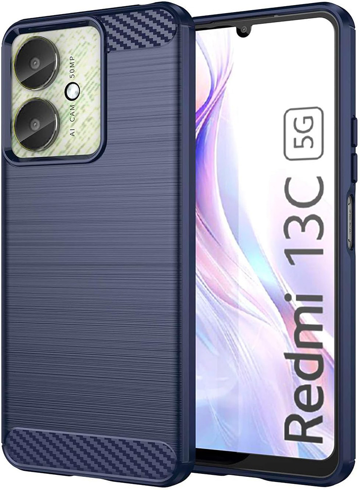 Чохол Lenuo Carbon Fiber для Redmi 13C / Poco C65 Navy Blue