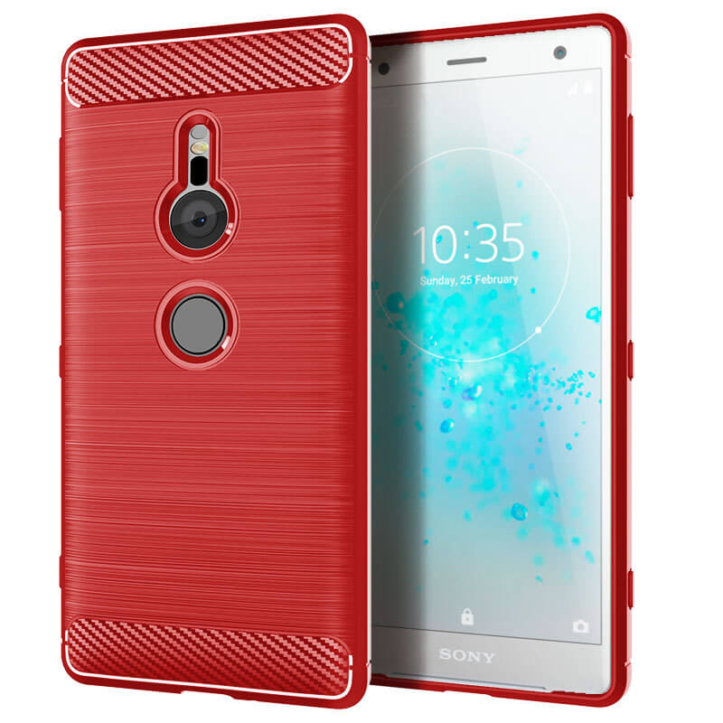 Накладка Lenuo Carbon Fiber для Sony Xperia XZ2 H8266 Red