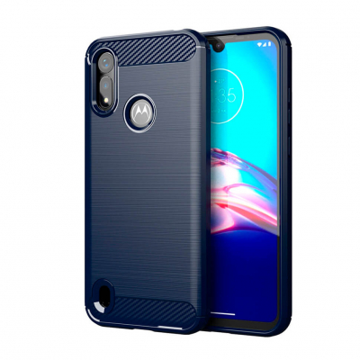 Чехол Lenuo Carbon Fiber для Motorola E6S / E6i Navy Blue