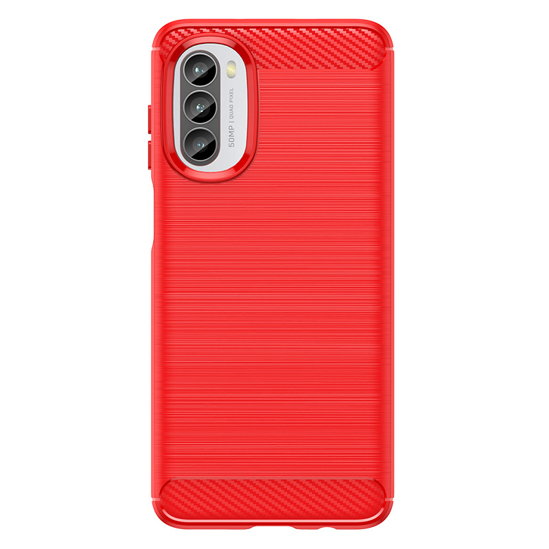 Чохол Lenuo Carbon Fiber для Motorola Moto G52 / G82 Red