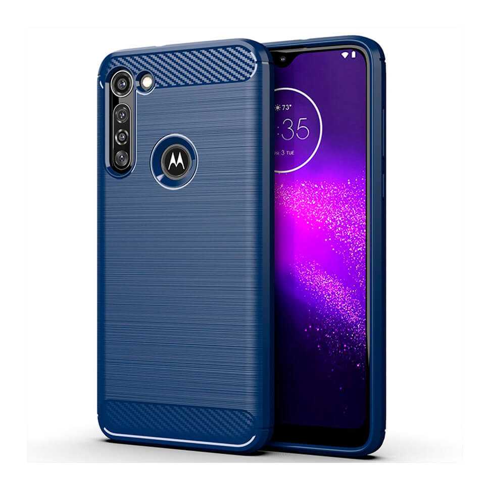 Чохол Lenuo Carbon Fiber для Motorola G8 Power Navy Blue