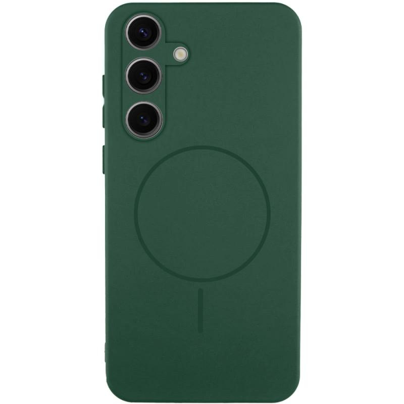 Чохол Silicone Cover Lakshmi із Захистом Камери (AA) with MagFit для Samsung Galaxy S25 Dark Green