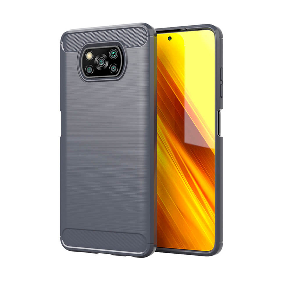 Чехол Lenuo Carbon Fiber для Poco X3 NFC Gray
