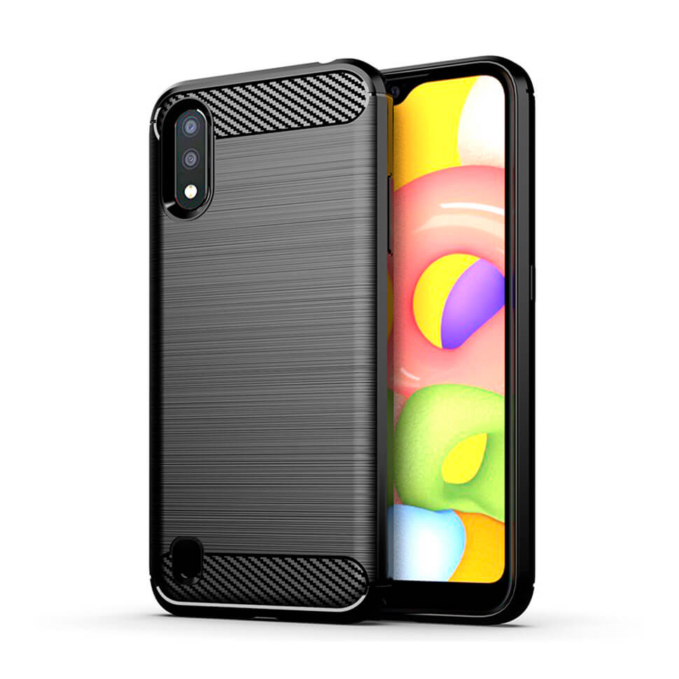 Чохол Lenuo Carbon Fiber для Samsung Galaxy A01 A015F Black