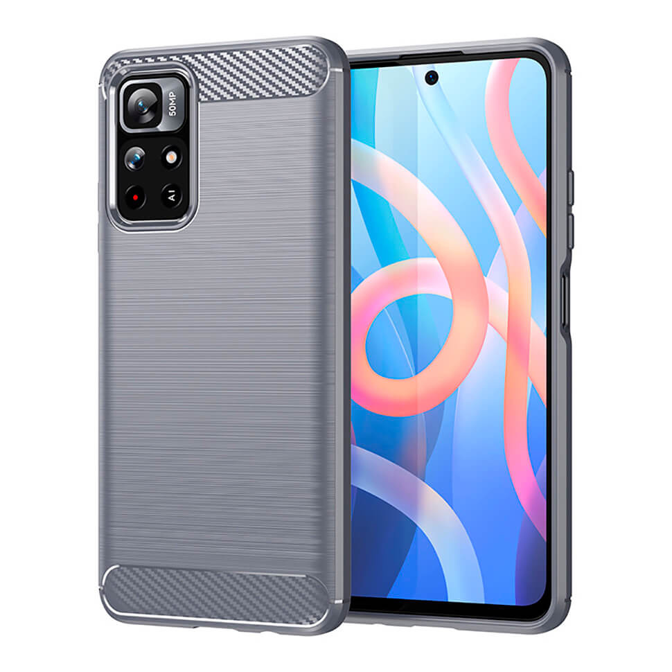 Чохол Lenuo Carbon Fiber для Poco M4 Pro 5G / Redmi Note 11 5G Gray