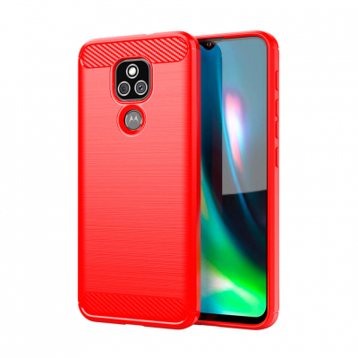 Чохол Lenuo Carbon Fiber для Motorola E7 Plus Red