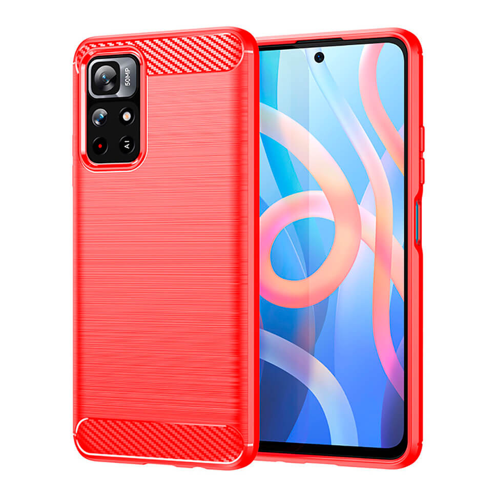 Чохол Lenuo Carbon Fiber для Poco M4 Pro 5G / Redmi Note 11 5G Red