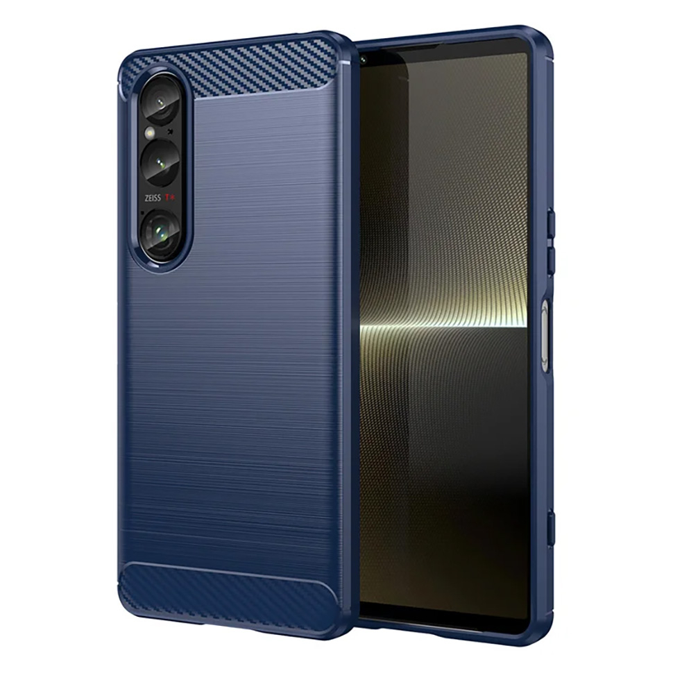 Чохол Lenuo Carbon Fiber для Sony Xperia 1 VII Navy Blue