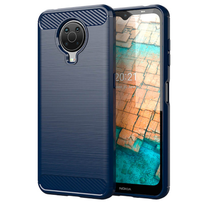 Накладка Lenuo Carbon Fiber для Nokia G20 Тёмно-синяя